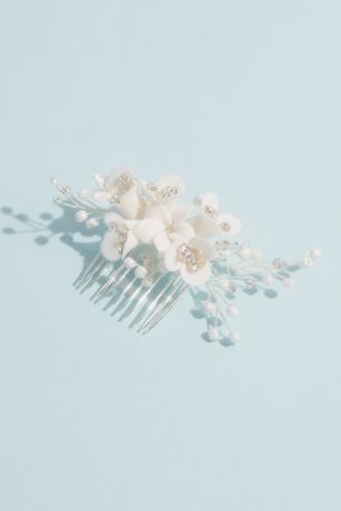 Porcelain Floral Spray Comb